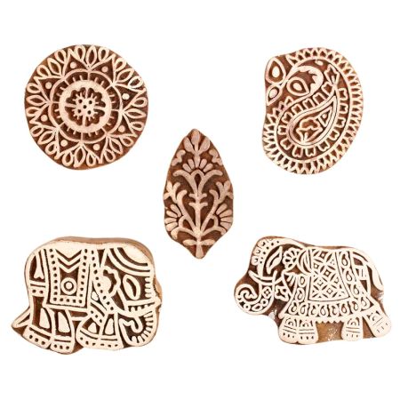 Set of 5 Piece New Mix Wooden Printing Block